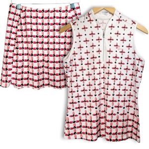 Tail Mea Sleeveless Golf Top Skorts Skirt Sz M & S Clover Petals Set UPF 50 EUC